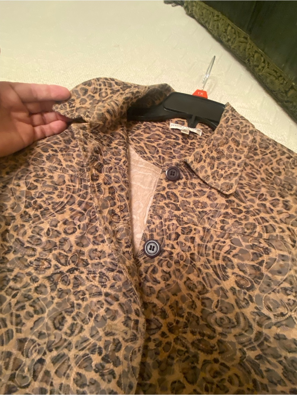 Leopard Print Button-Front  Jacket - Picture 3 of 6